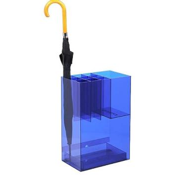 Imagem de x3anggyt5 Suporte de guarda-chuva comercial de acrílico interno com bandeja coletora removível e 10 compartimentos, suporte moderno ao ar livre e interno, grande suporte de armazenamento para