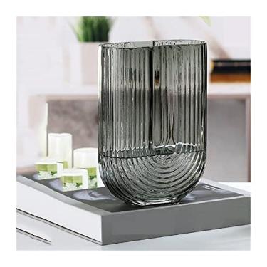 Imagem de Ornamentos modernos modernos simples de vaso de vidro transparente para sala de estar, flores criativas, culturas aquáticas, peças centrais de dispositivo de organização de flores secas (pequeno)