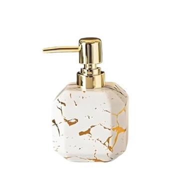 Imagem de Banheiro 380 ml Loção Empurrada Grande Capacidade Garrafa Cerâmica Xampu Gel de Banho Dispensador de Sabão Líquido Garrafa (Branco)