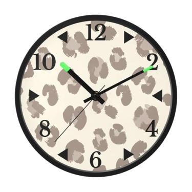 Imagem de STAYTOP Lindo relógio de parede com estampa de leopardo animal para quarto com brilho noturno, relógios de parede silenciosos de 30 cm para decoração de sala de estar, controle de som, relógio de
