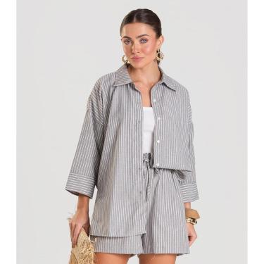 Imagem de Shorts Feminino Listrado Dianna Cinza-Feminino