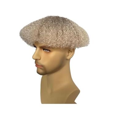 Imagem de Aplique de testa Unidade de peruca cabelo afro onda preto masculino encaracolado sistema substituição humano renda completa(4MM Ombre Curly)