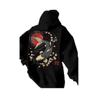 Imagem de Moletom Masculino Harajuku Com Estampa De Koi Manga Longa Casual De Ou