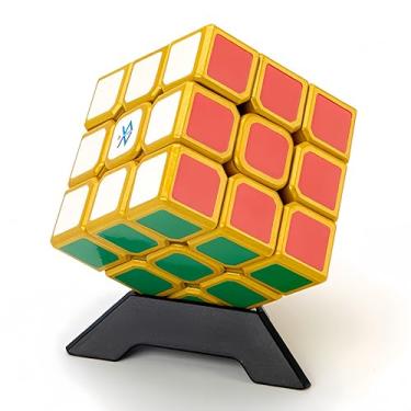 Imagem de HGACUEYD Liga metálica, cubo Mágico 3x3, suave, adequado para uso educativo, relaxamento criativo e brinquedos para crianças,Brass