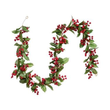 Imagem de Guirlanda De Natal Com Frutas Vermelhas, Flores Artificiais Para Decor