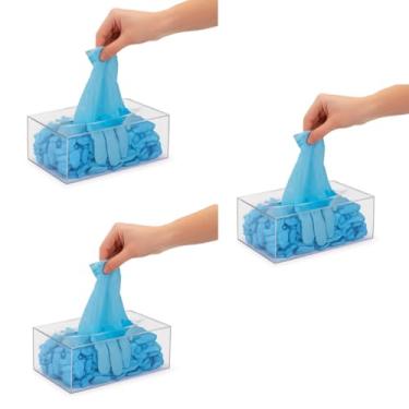 Imagem de Kit com 3 Organizadores Dispenser Acrílico Transparente para Papel Toalha Interfolhado Lenços Luvas Toucas