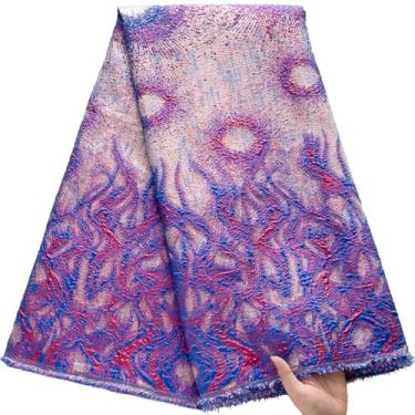 Imagem de ZhenGuiRu Tecido de renda africana 5 metros, tecido de renda brocado jacquard bordado francês para costura de festa de casamento