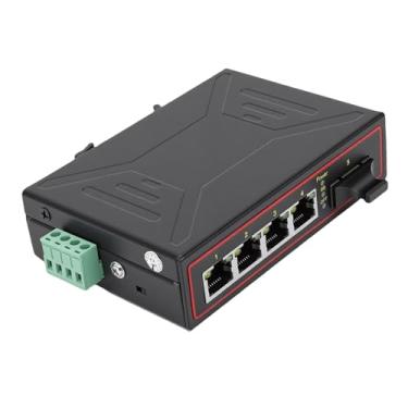 Imagem de Zhjvihx Switch Ethernet Industrial, 1 Porta óptica 4 Portas Ethernet 10M 100M Montagem Em Trilho Din, Gigabit SFP Hot Swappable FX, Transceptores de Rede para Transmissão de Fibra de até