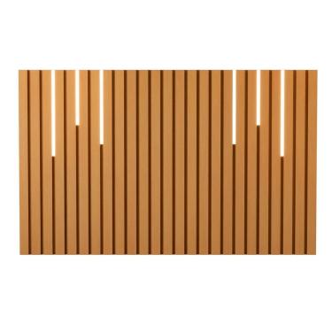 Imagem de Cabeceira Ripada De Casal Com Kit Led Yokohama Nature