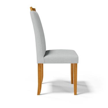Imagem de Kit Com 4 Cadeiras Ana Madeira Maciça Estofadas Para Mesa De Jantar Linho Cinza 407
