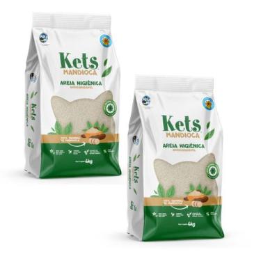 Imagem de Kit com 4 Areia Higiênica De Mandioca Para Gatos Kets Mandioca com 20k