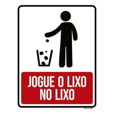 Imagem de Kit 10 Placa Acm Jogue Lixo No Lixo Desenho 18X23 - Sinalizo
