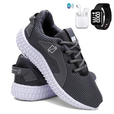 Imagem de Tênis Masculino Para Corrida e Academia Super Leve Caminhada com Fone e Relógio-Masculino