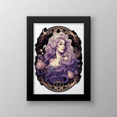 Imagem de Quadro Decorativo Signo de Câncer 24x18cm - Madeira Preta