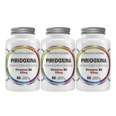 Imagem de 4x Piridoxina Vitamina B6 60 Cápsulas 500mg Idr 100% - Flora Nativa, S