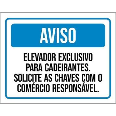 Imagem de Kit 10 Placa Acm Elevador Exclusivo Cadeirantes Chaves18X23 - Sinalizo
