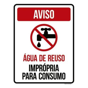 Imagem de Kit 5 Placa Acm Água Reuso Imprópria Para Consumo 18X23 - Sinalizo