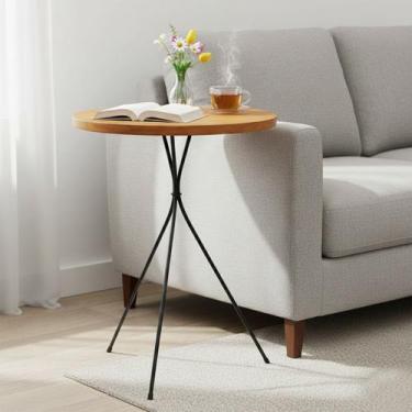 Imagem de Mesa Lateral Embaraço Redonda Bistrô apoio Sofá Decoração 45 x 45cm Me