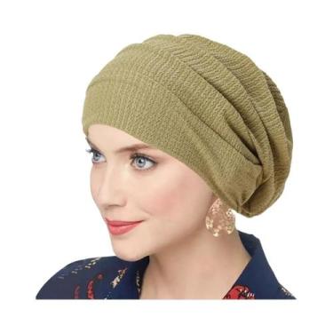 Imagem de Turbante Hijab Feminino Liso Com Efeito Amassado, Lenço De Cabeça Maci