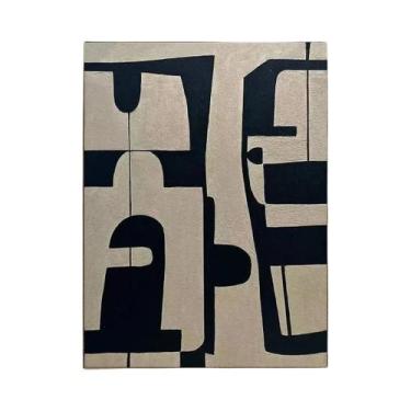 Imagem de Grande Arte De Parede Em Tela Abstrata Geométrica Bege E Verde, Decora