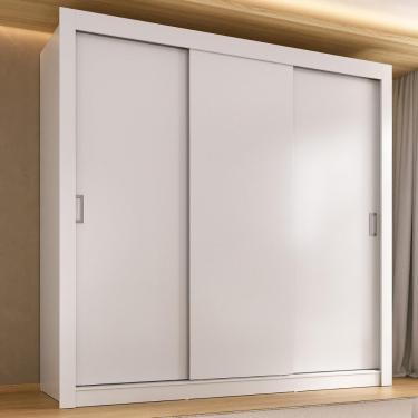 Imagem de Guarda-roupa Casal Multimóveis Barcelona 3 Portas De Correr Cr35401 Branco Branco