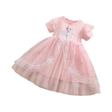 Imagem de Vestido De Princesa Elsa Disney Frozen Para Meninas, Manga Curta E Lon