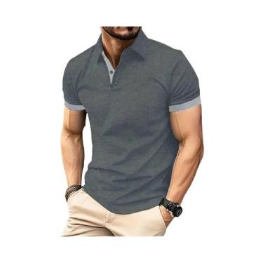 Imagem de Moda masculina de manga curta combinando com lapela masculina manga cu