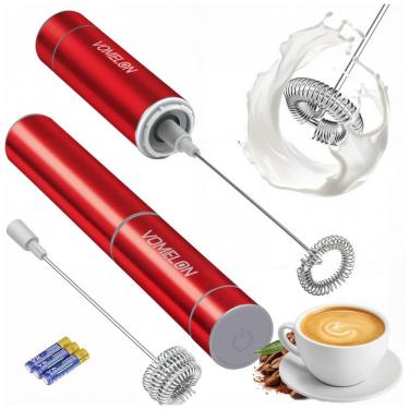 Imagem de Espumador Elétrico de Leite em Aço Inoxidável a Bateria, VOMELON SF007BUS, Vermelho