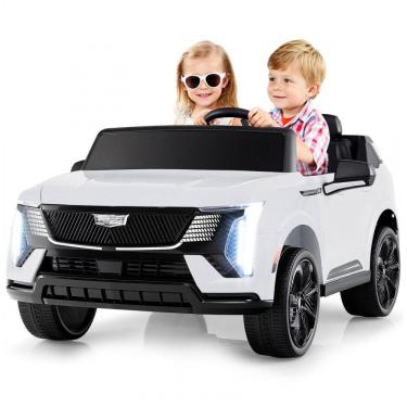 Imagem de Carro Elétrico Infantil Licenciado Costzon Cadillac 24V 2 Lugares, Controle Remoto, Suspensão 4 Rodas, Música, Luzes LED, Branco