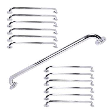 Imagem de Alça Barra de Apoio 80cm Inox Kit 12 Uni Banheiro Suporte Idoso Deficiente Cadeirante Acessibilidade Segurança Corrimao