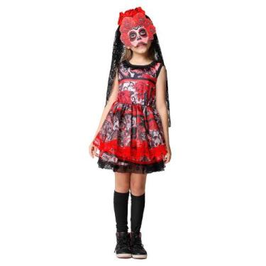 Imagem de Fantasia de Halloween Rainha dos Mortos Infantil Com Tiara e Véu - Fan
