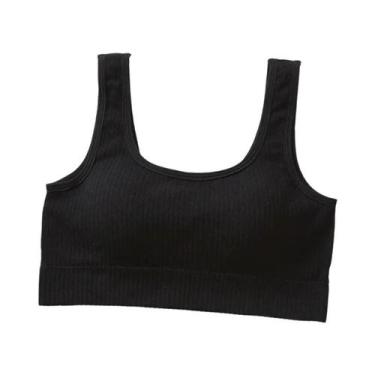 Imagem de Top De Algodão Em Cor Sólida Para Mulheres, Sutiã Esportivo Com Alças 