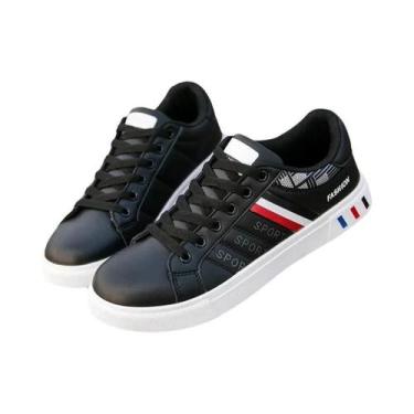 Imagem de Tênis Casuais Masculinos plus Size 2024 Moda Confortáveis Brancos Com 