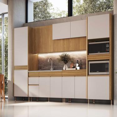 Imagem de Cozinha Modulada Completa Bp Mdp 6 Peças com Pé e Torre Quente Organic Marrom/Sand