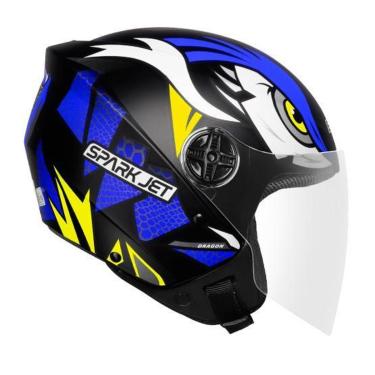 Imagem de Capacete Aberto Ebf Spark Jet Dragon Azul Masculino e Feminino Moto Motoqueiro Motociclista-Unissex