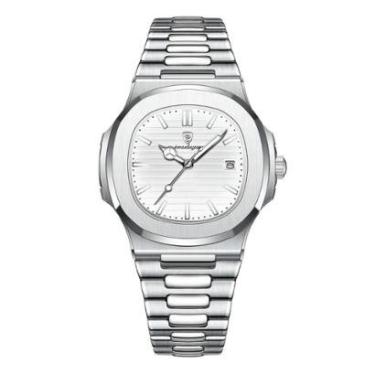 Imagem de Relógio Prateado Analógico Masculino Casual Aço Inox Luxo-Unissex