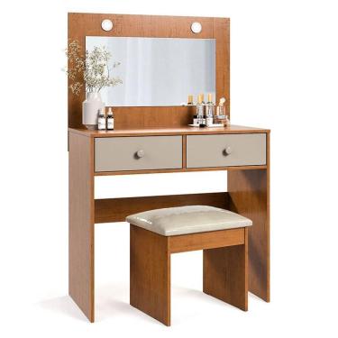 Imagem de Penteadeira Camarim e Banqueta Maia com Almofada Freijó Mani – Luapa Móveis