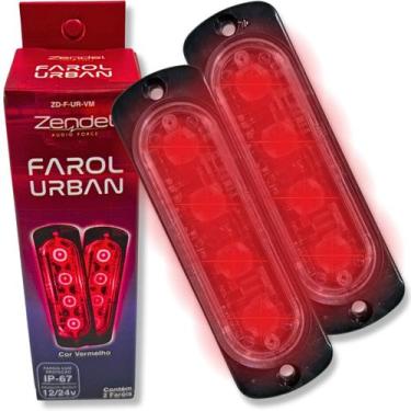 Imagem de Par farol strobo vermelho zendel urban 12v 24v ip67 pisca profissional