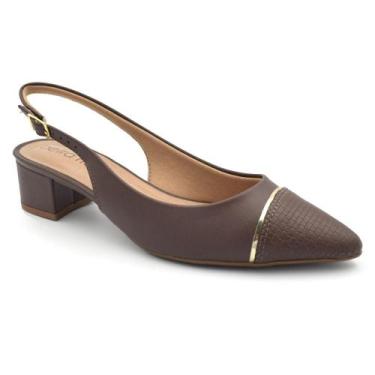 Imagem de Scarpin Slingback com Salto Bloco Beira Rio 4182.237.31081, Marrom, 35
