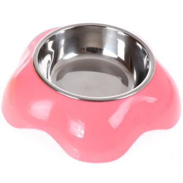 Imagem de Comedouro Tigela Aço Color 16,5x4,2cm 150ml - Meu Pet, Rosa