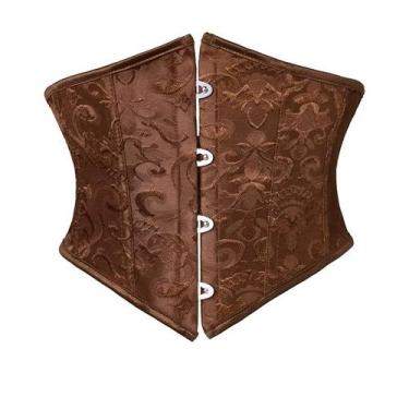 Imagem de Corset Cinto Curto Espartilho Cinta Modeladora CinturaFloral Cor:Marro