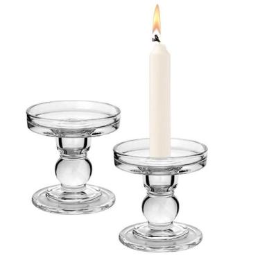 Imagem de Castiçal De Vidro Largo Vela De 7 Dias E Fina Candelabro - CLICK HOUSE