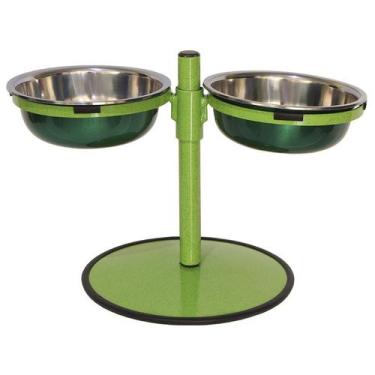Imagem de Comedouro Médio Duplo Inox Altura Ajustável Cachorro Gato PetGang- Ver