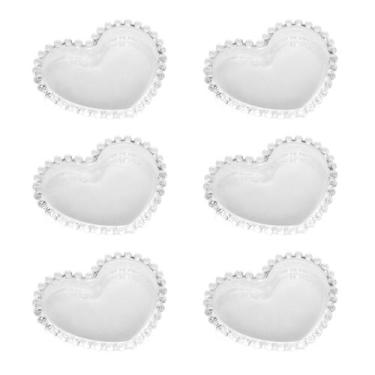 Imagem de Conjunto 6 Pratos Petisco Coração Cristal Pearl Wolff 13cm