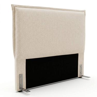 Imagem de Cabeceira Para Cama Box Casal Padrão Virella 140cm Moderna com Frame Linho Bege Claro -...