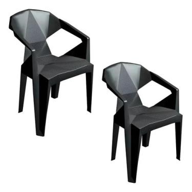 Imagem de Kit 2 poltrona diamond decor mobilia 77 preta
