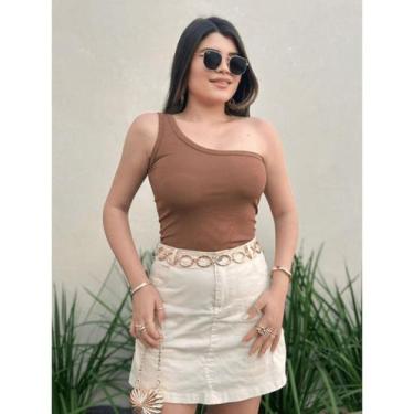 Imagem de Blusa Feminina Nula Manga Canelada Malha Mula Manca Ombro Só Básica So