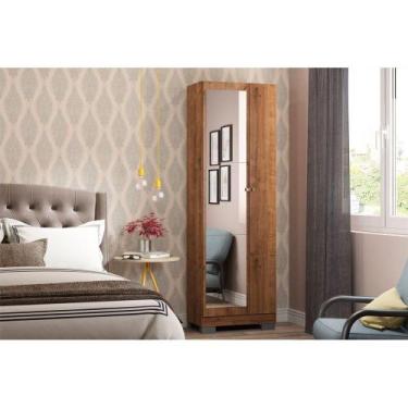 Imagem de Armário Multiuso Sala 547 c/ 1 Porta c/ Espelho e Pés Freijo - Carraro