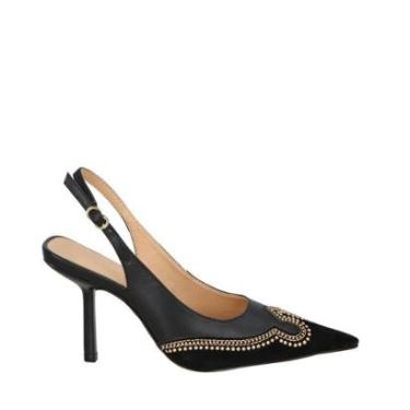 Imagem de Sapato Luiza Barcelos Slingback Couro Preto Com Aplicação-Feminino