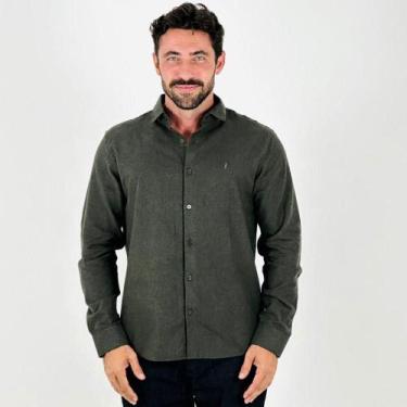 Imagem de Camisa Sibra Slim Manga Longa Flanela Masculina, 3, Musgo